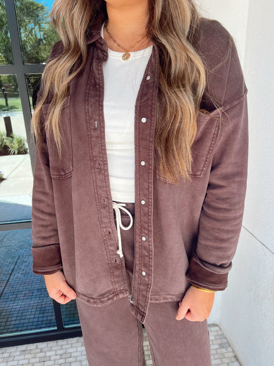 Z Supply All Day Knit Jacket Chocolate Cherry