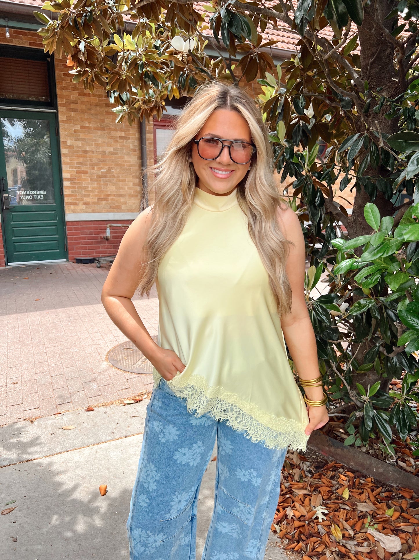 Lemon Lace Halter Top