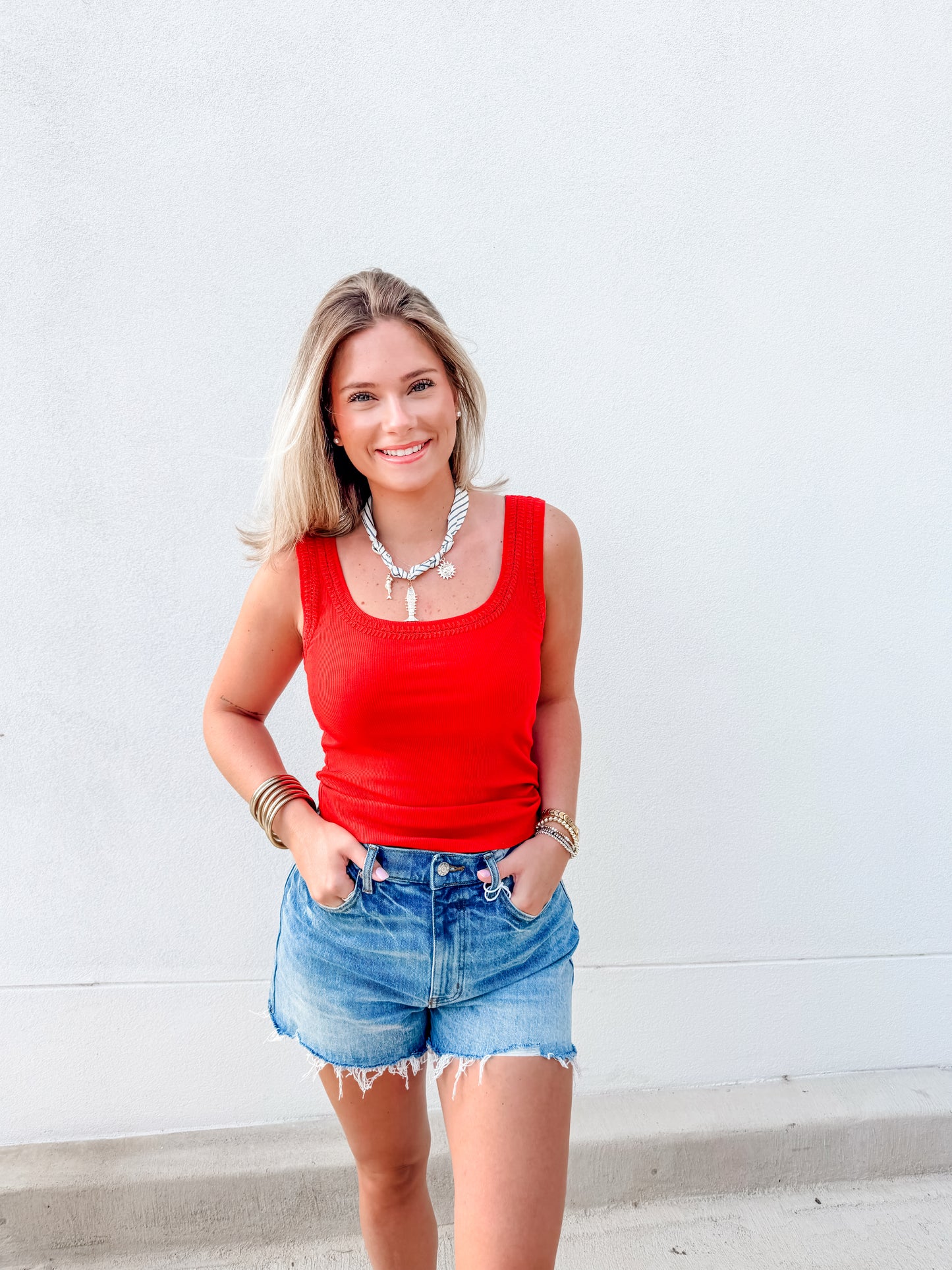Larkin Embroidered Tank Chili Pepper