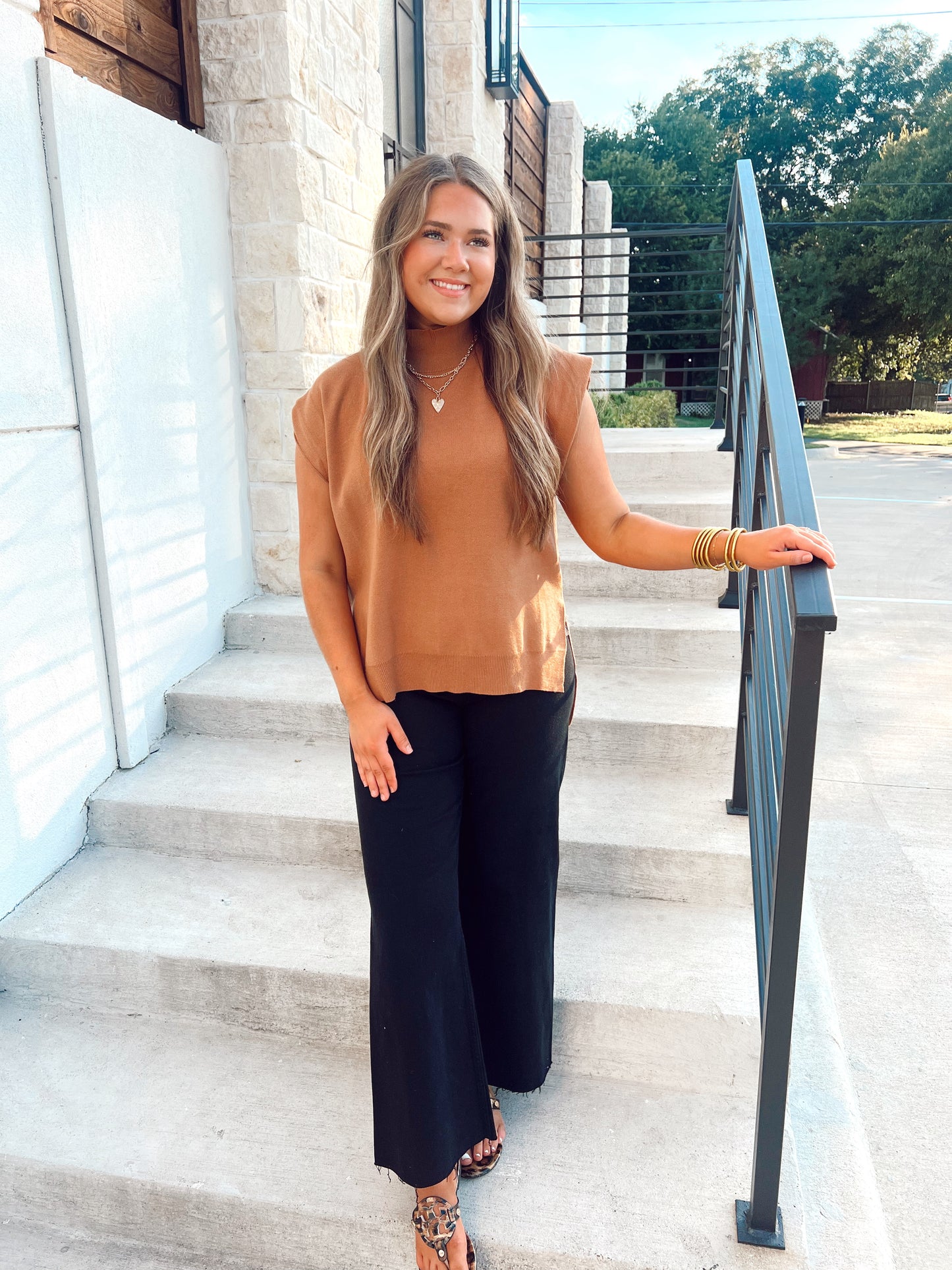 Camel Mock Neck Sweater