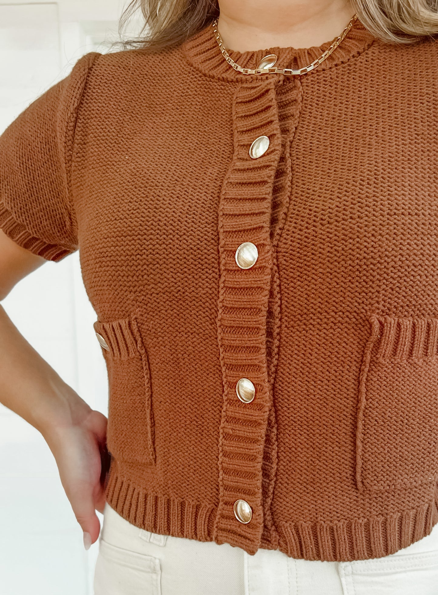 Goldie Button Sweater Brown