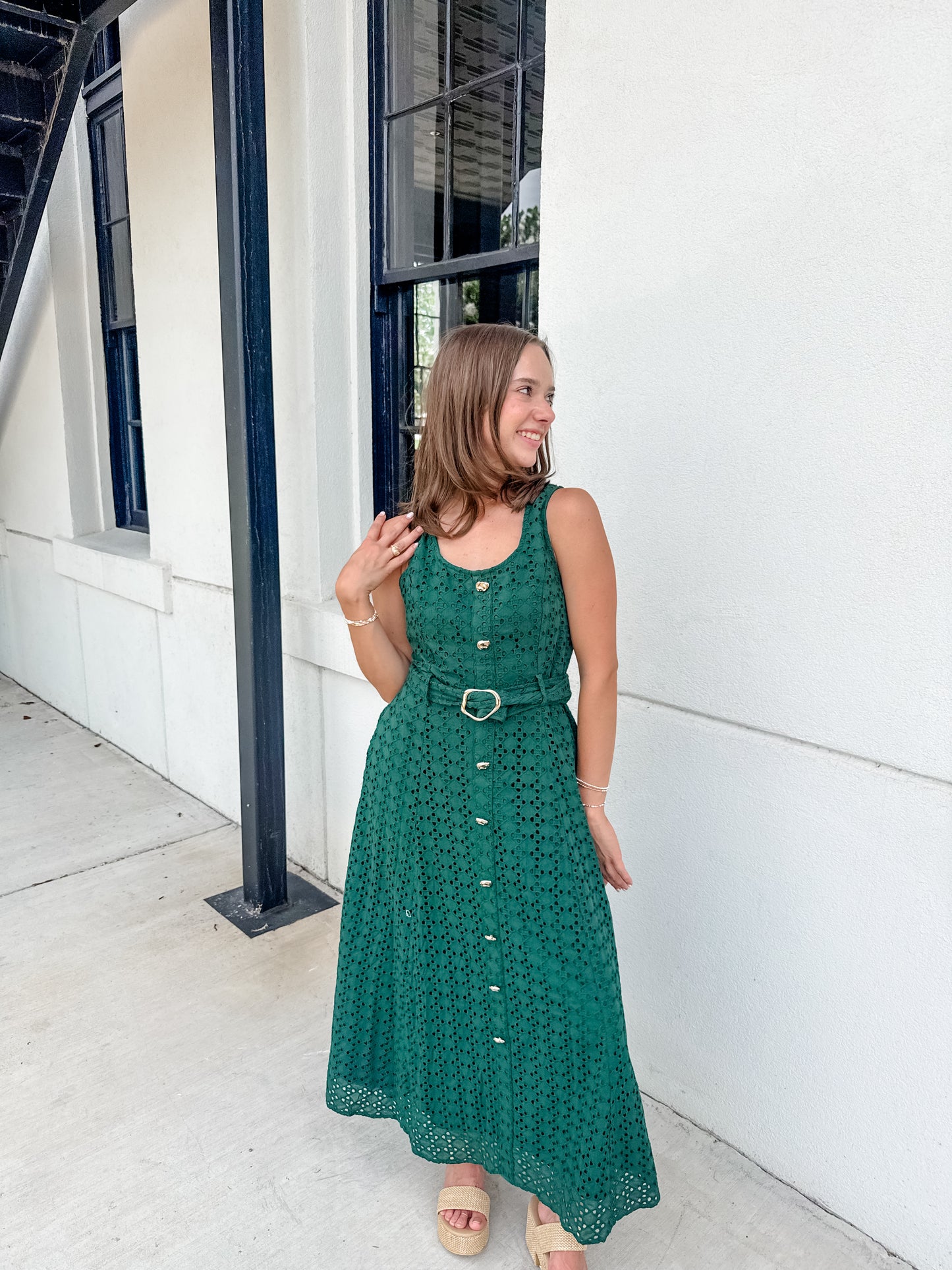 Emerald Sky Eyelet Dress