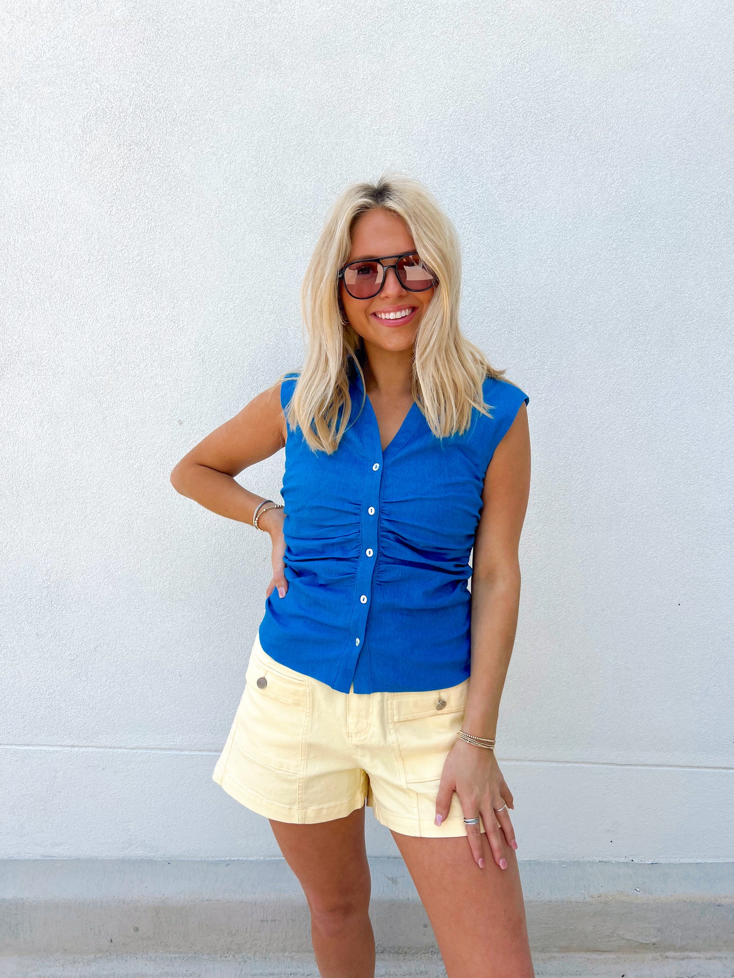 True Blue Ruched Top