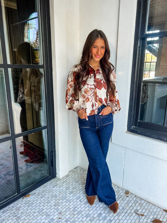 Coffee Crunch Floral Top