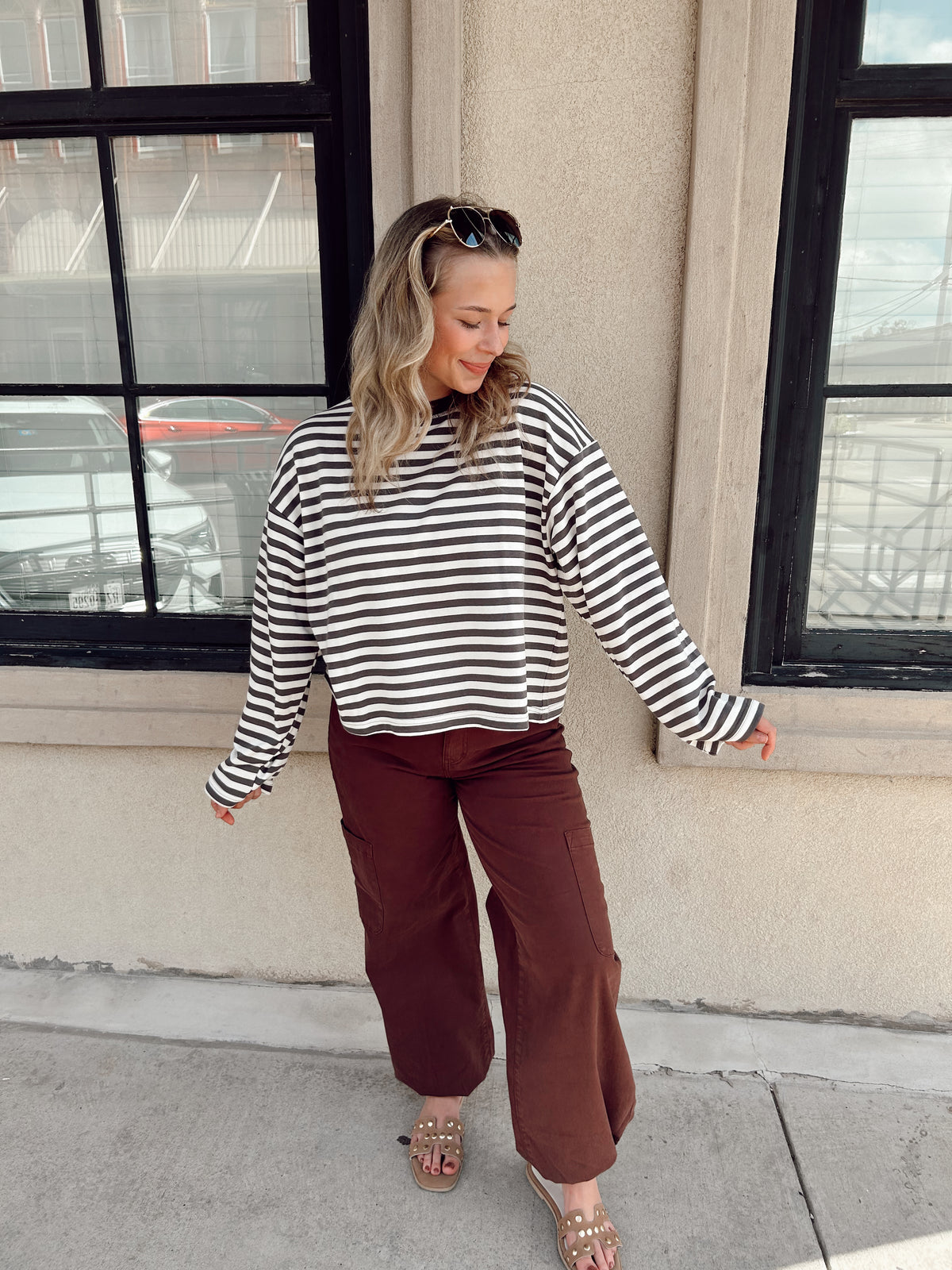 Hannah Colorblock stripe Charcoal