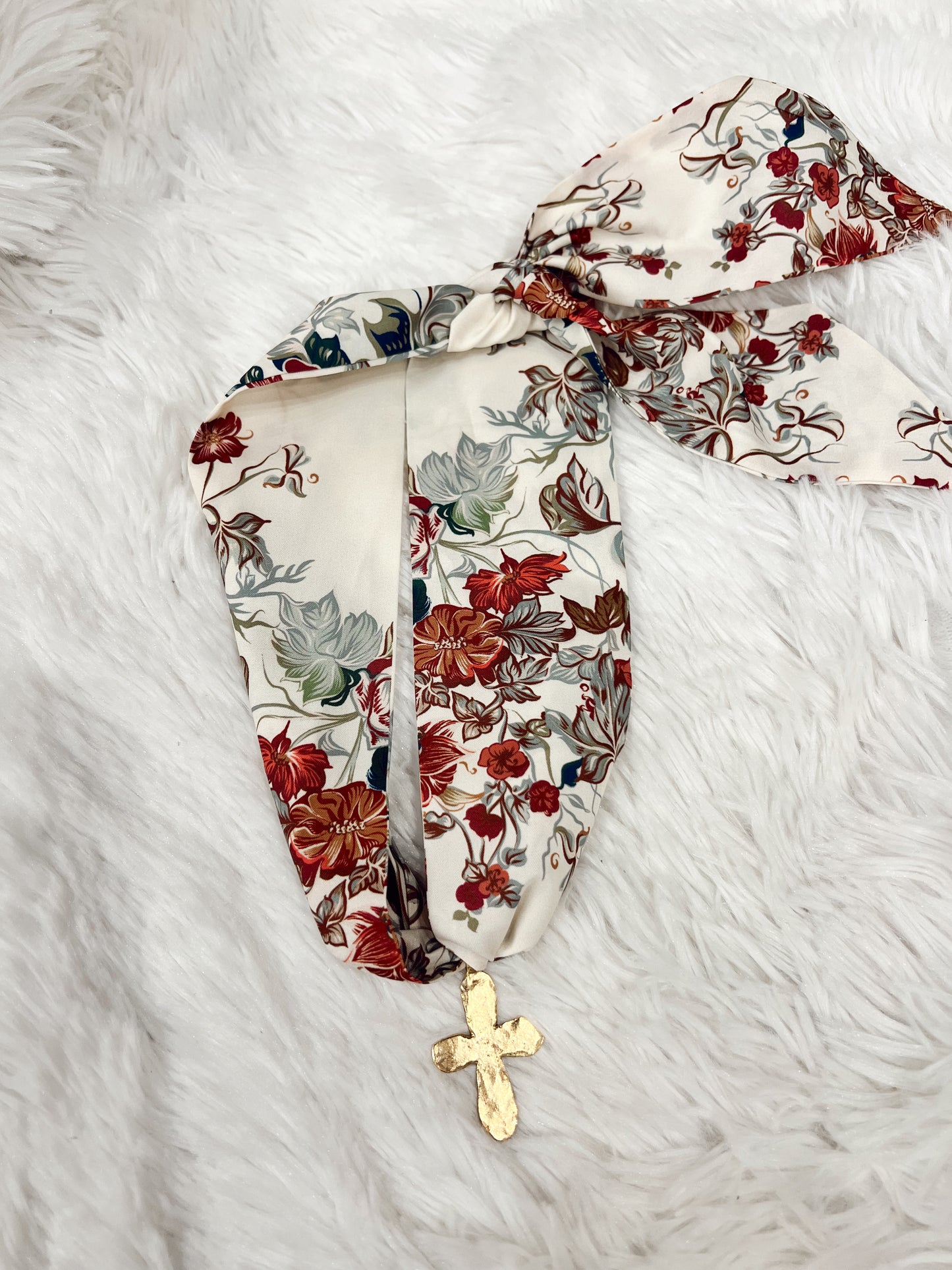 Jewel Tone Floral Scarf - Cross