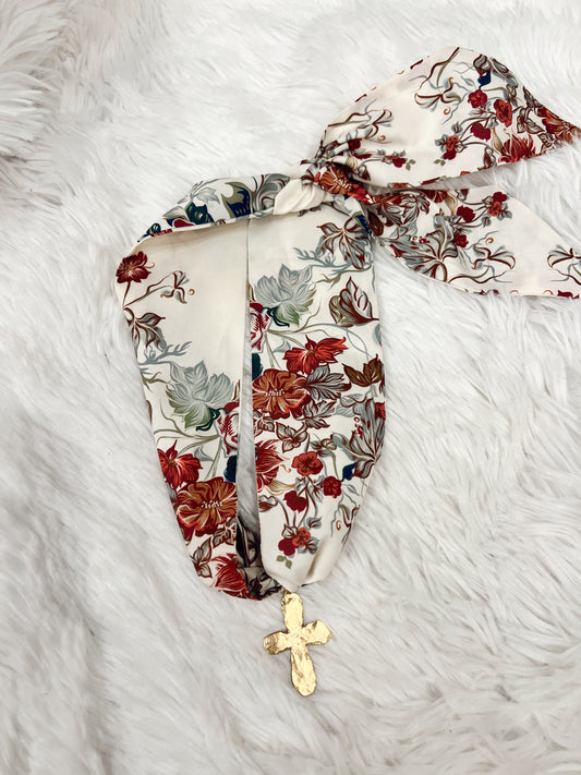 Jewel Tone Floral Scarf - Cross