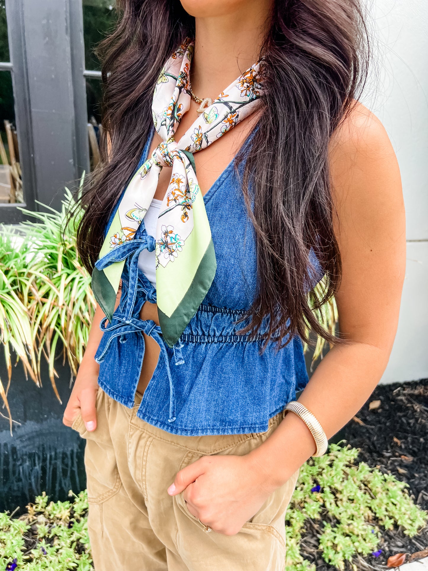 Twisted Denim Tie Vest