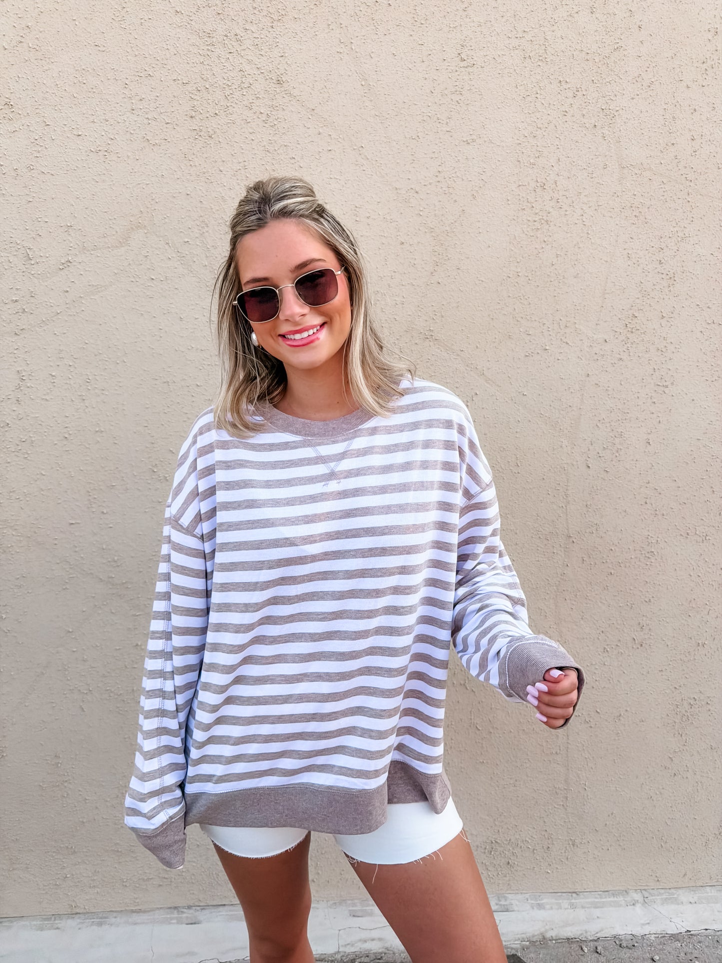 ZSUPPLY Everyday Striped Crew- heather ash