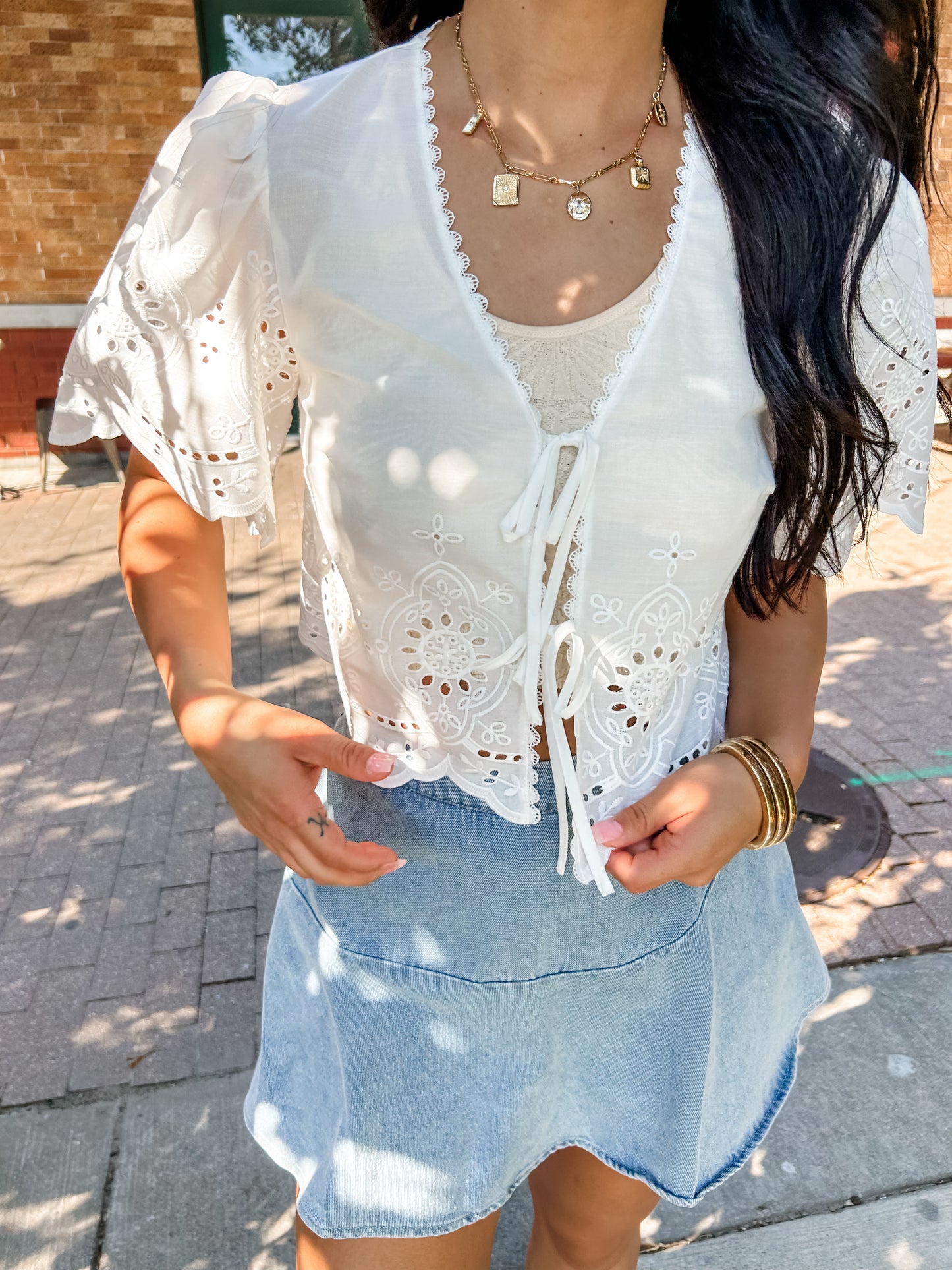 Eyelet Dream Top White