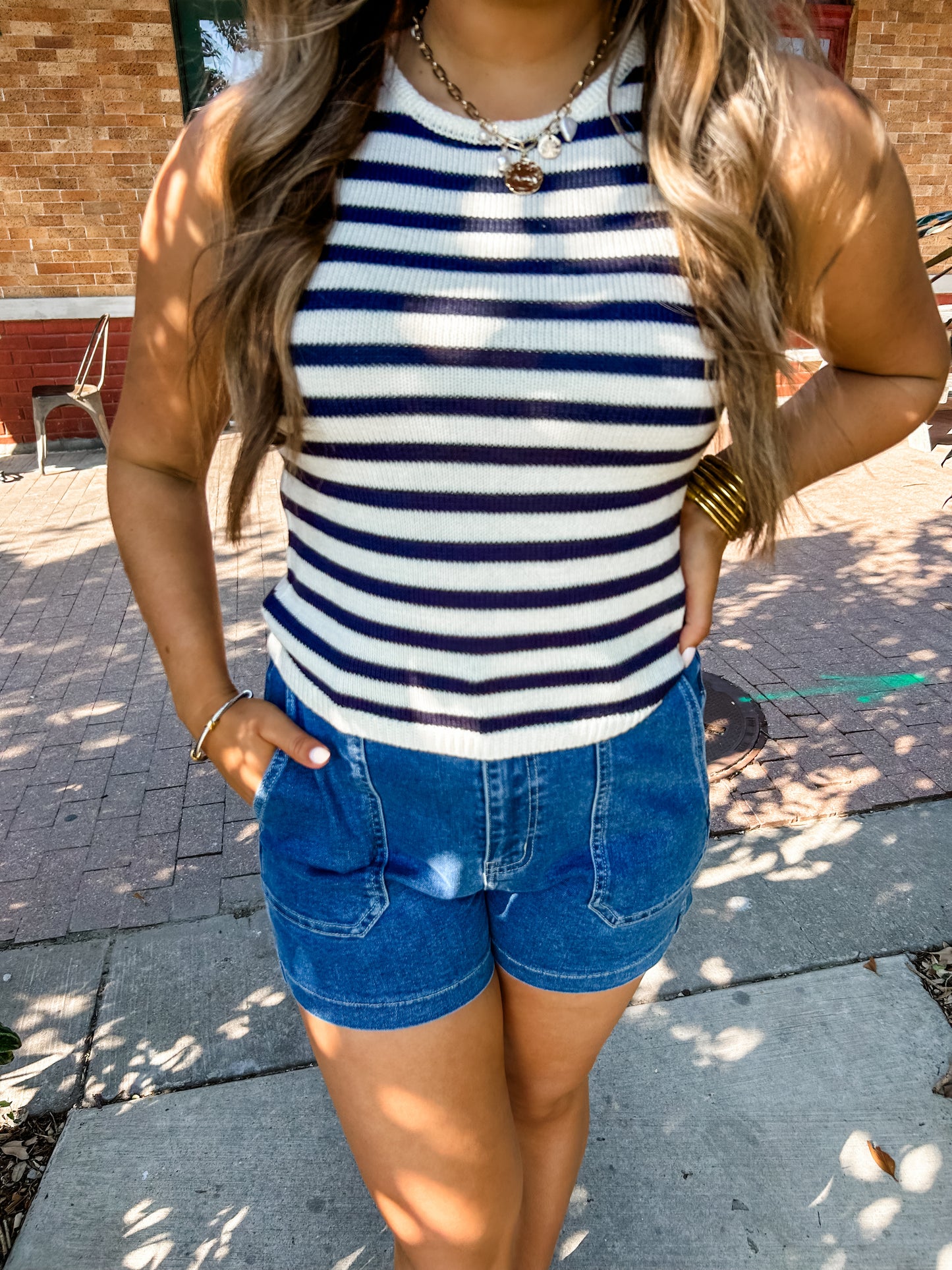 Sunrise Stripe Tank Navy