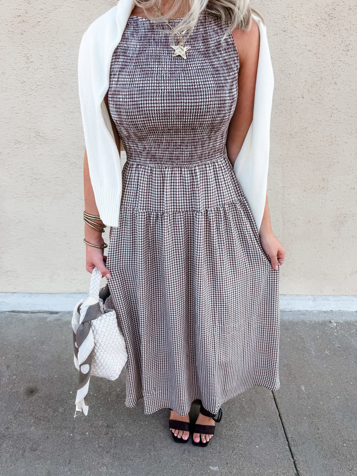 Miley Gingham Midi Dress