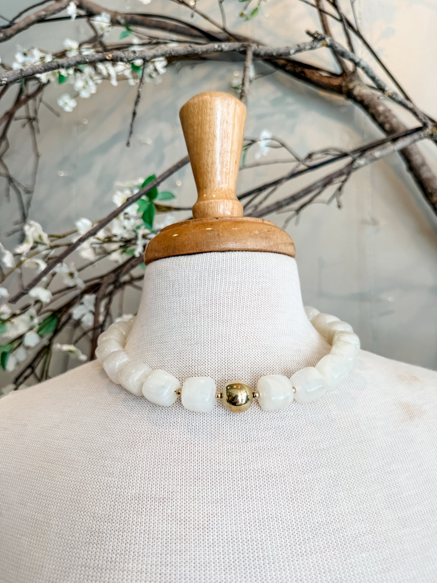 Ivory with Gold Beaded Necklace