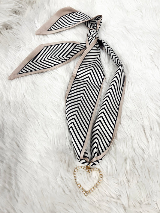 Black Taupe Chevron Scarf Necklace
