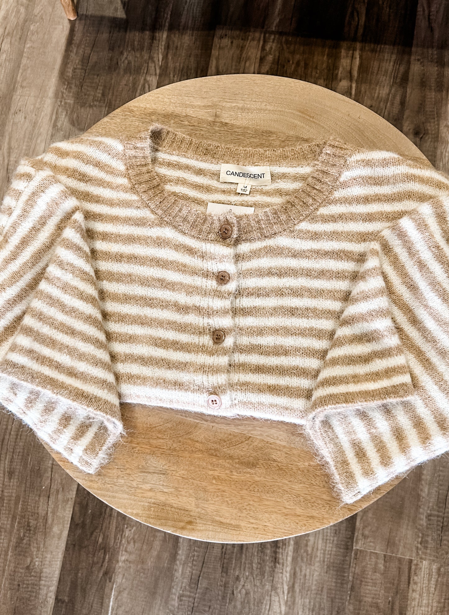 Lou Cardigan - Khaki Ivory Striped