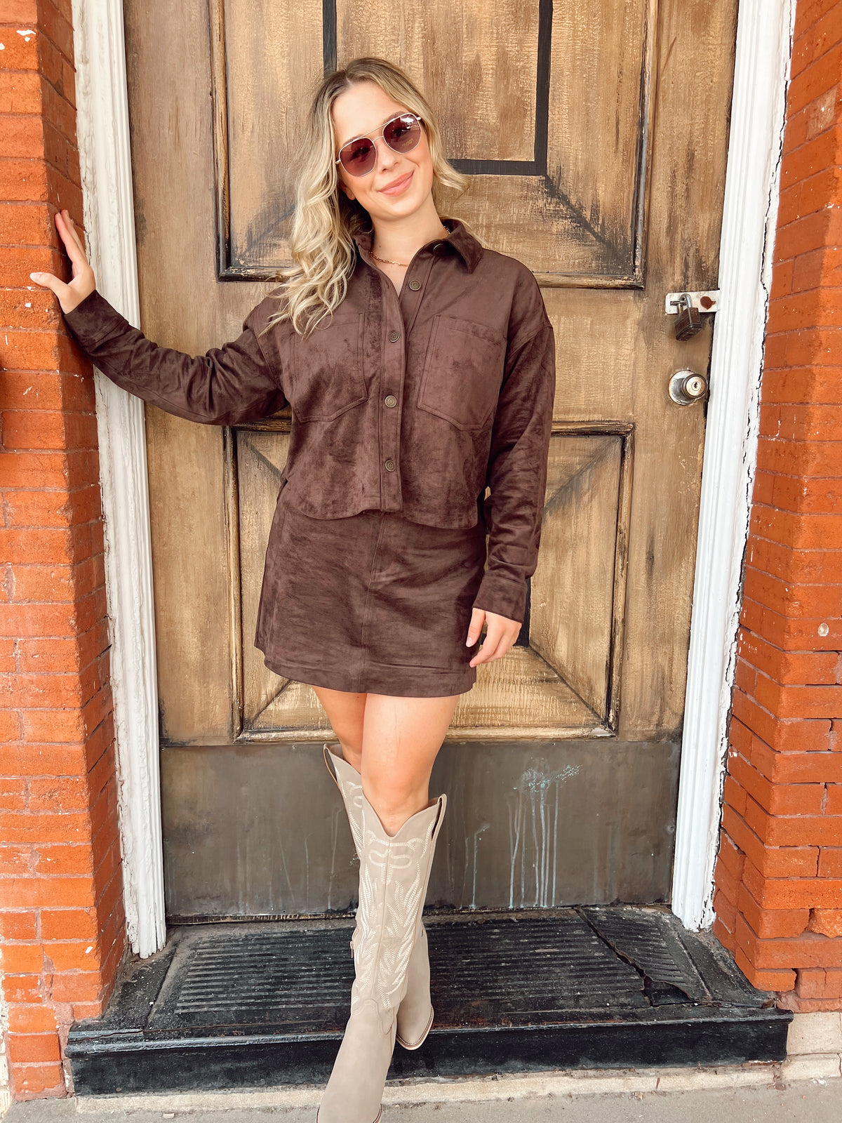 Z Supply All Day Crop Suede Dark Chocolate