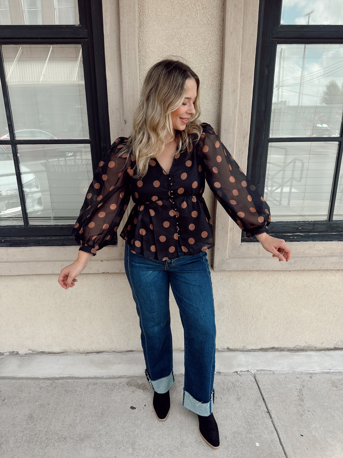 Bronze Polka Dot Top