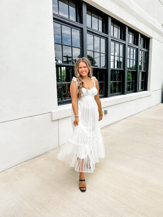 Ivory Chiffon Maxi Dress