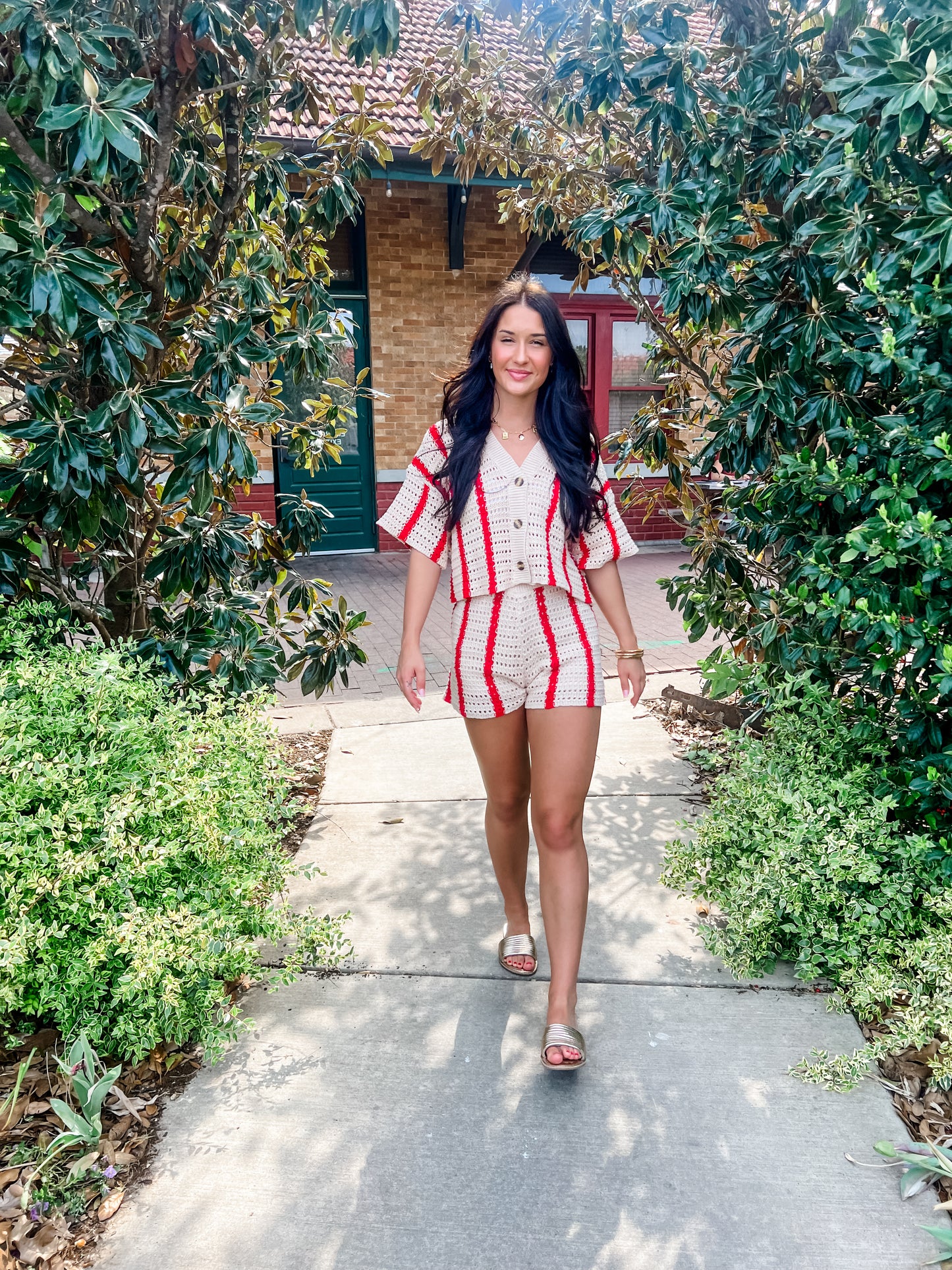 Red Summer Crochet Short Set
