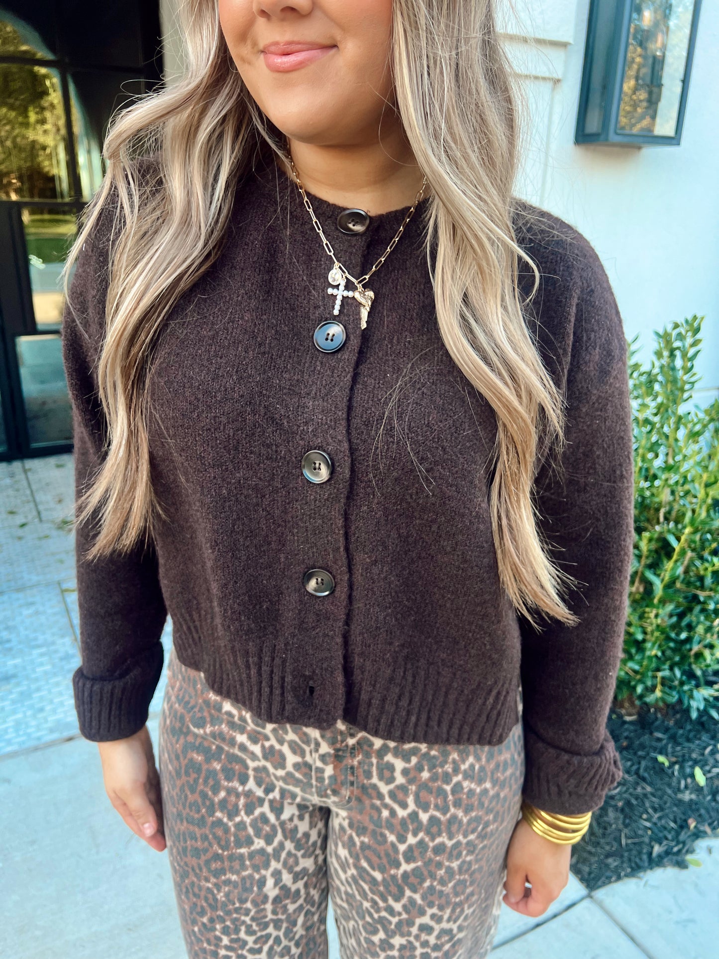 Yours Truly Cardigan- Brown