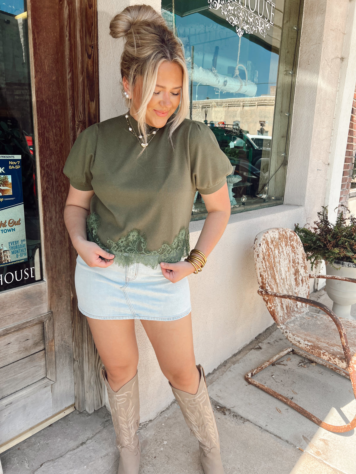 Deep Matcha Lace Sweater