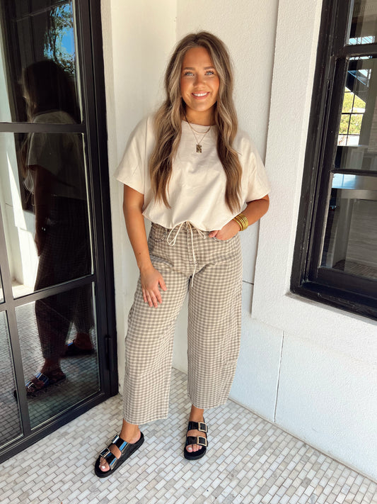 Almond Drawstring Top