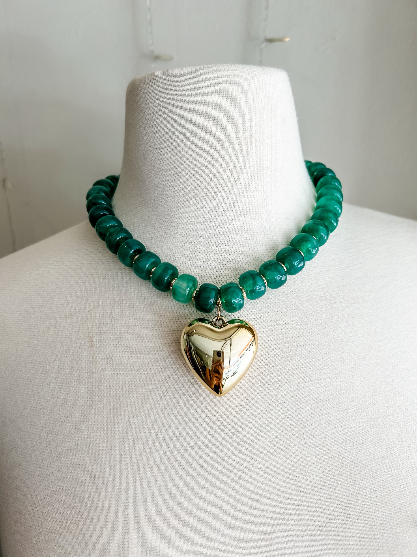Chunky Beaded Heart Necklace