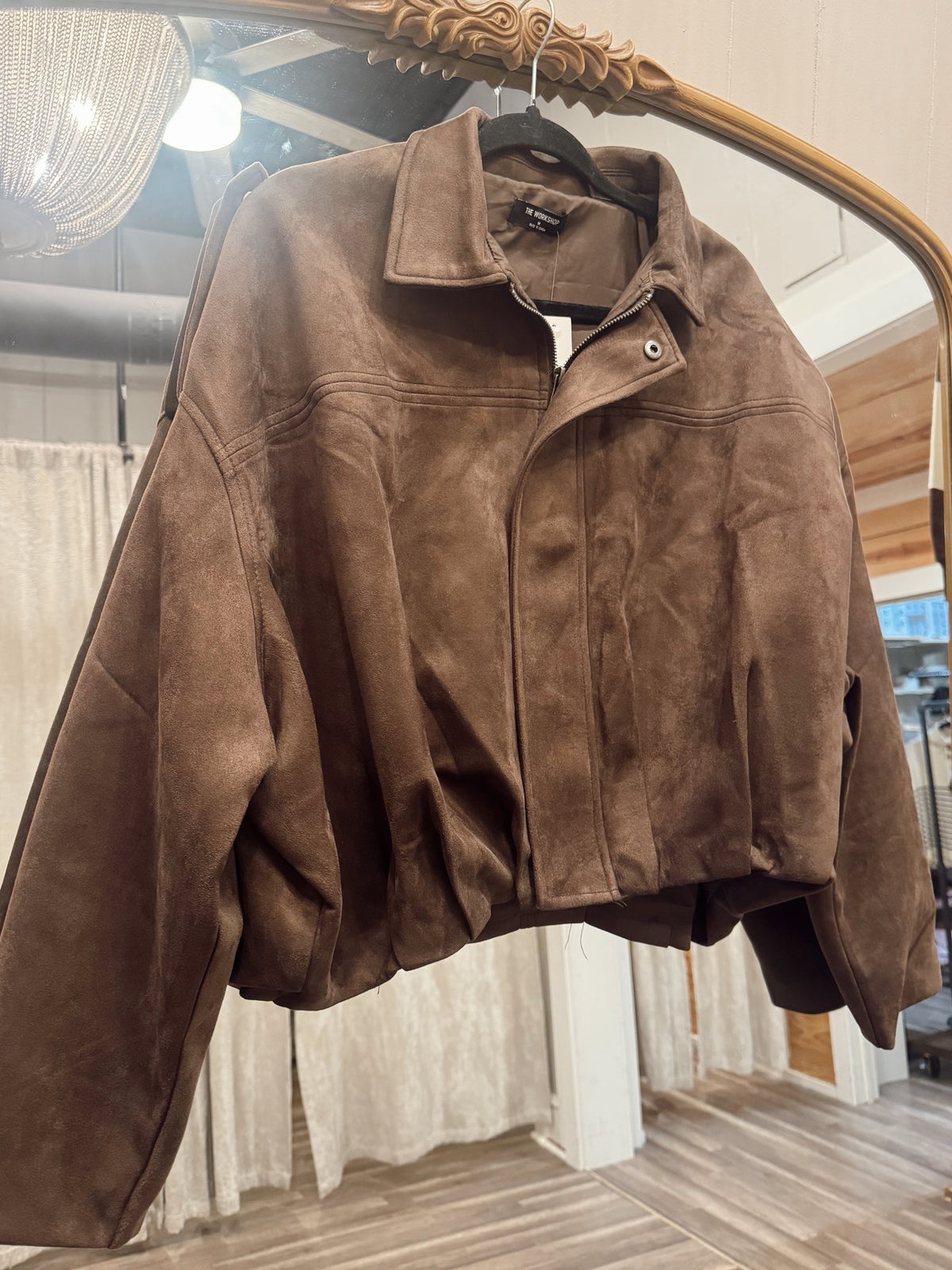 Dark Chocolate Crop Suede Jacket