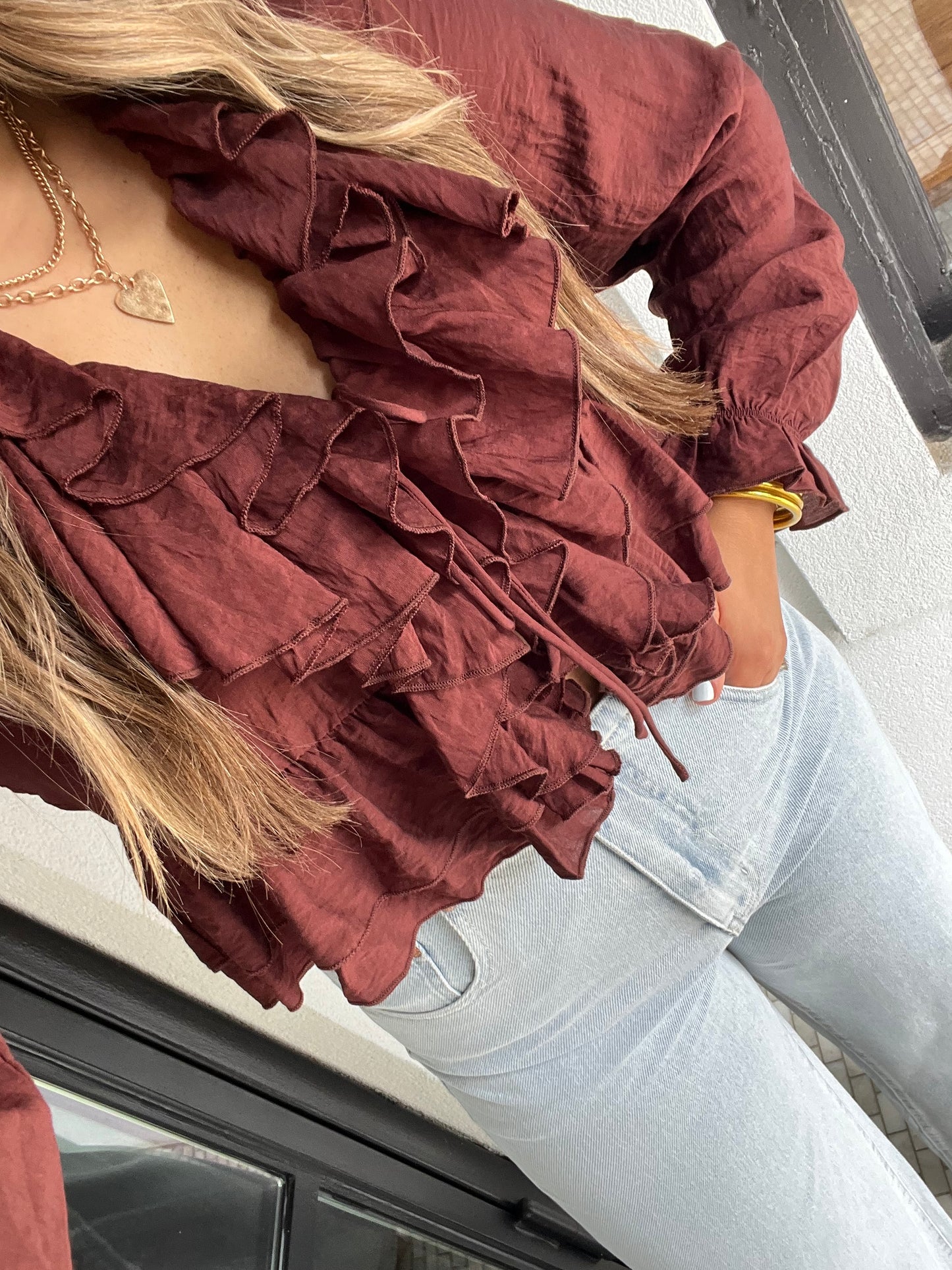 Rust & Ruffle Top