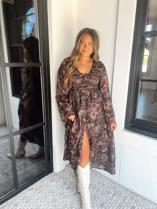 Boho Floral Midi Dress