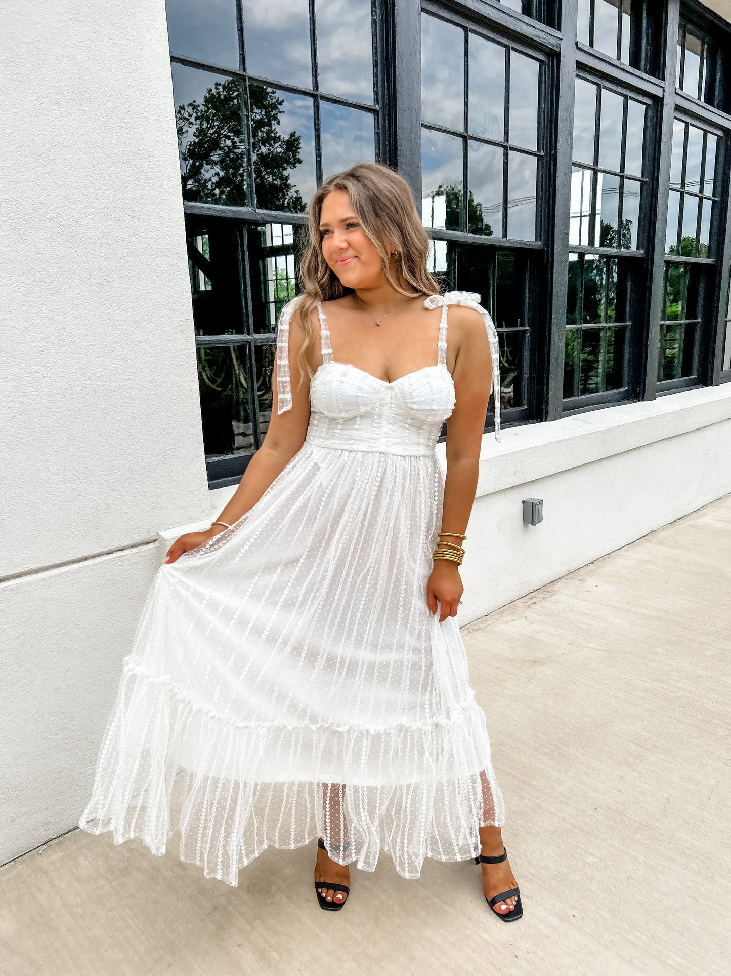 Ivory Chiffon Maxi Dress