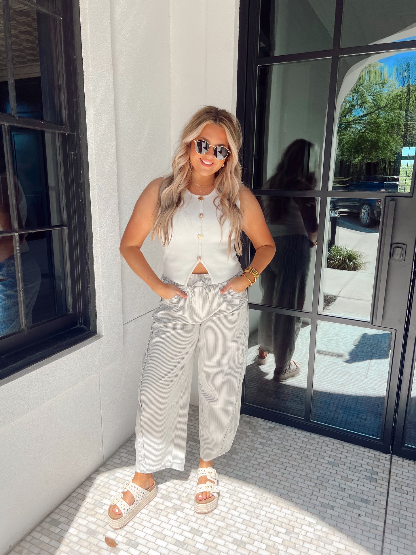 Madison Sage Stripe Pant