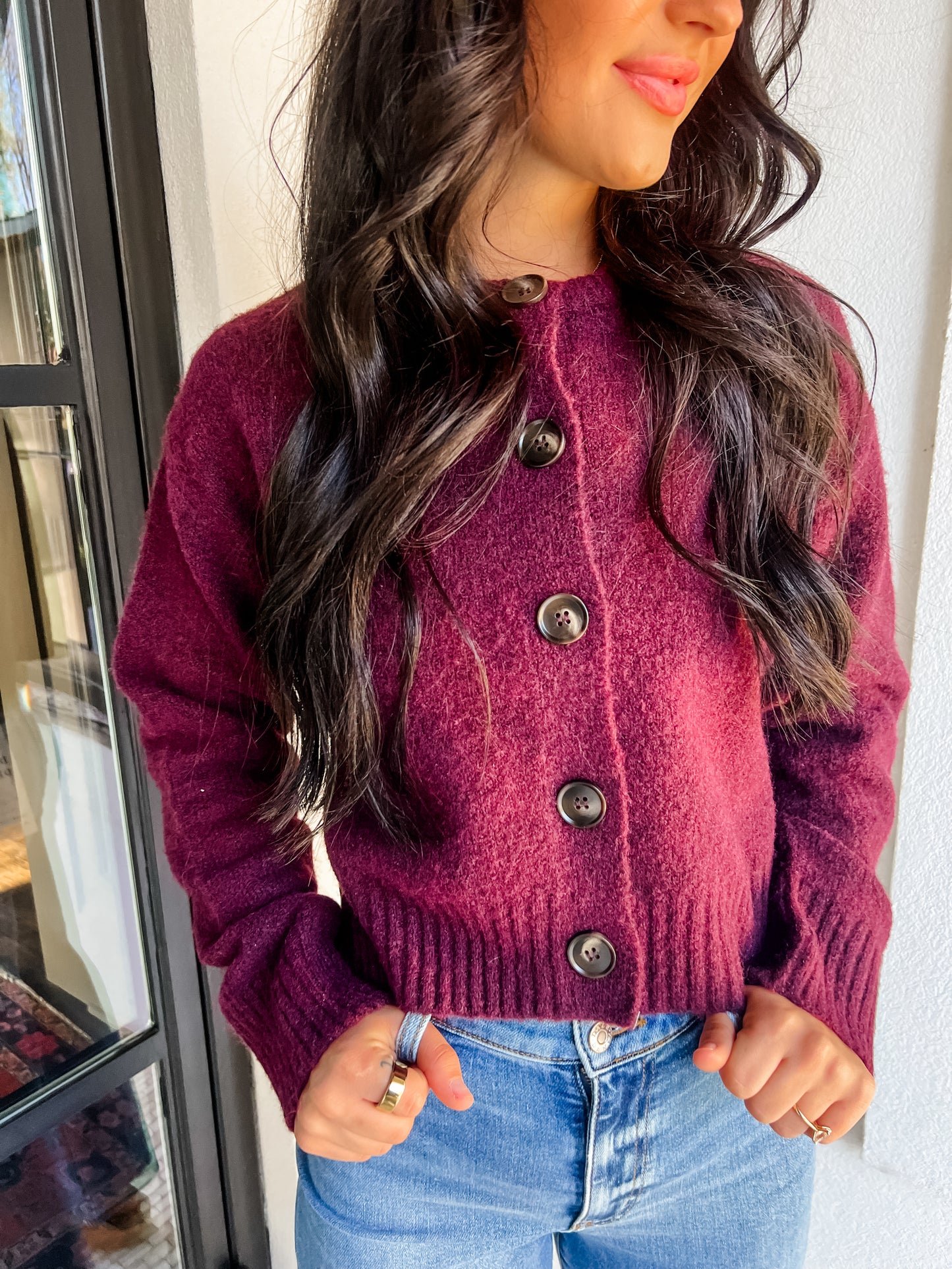 Yours Truly Cardigan- Red Wood