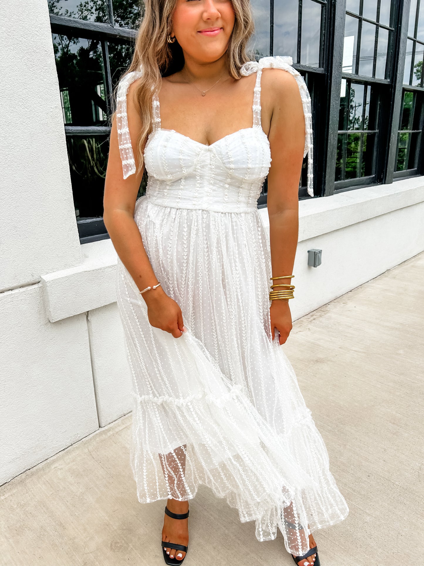 Ivory Chiffon Maxi Dress