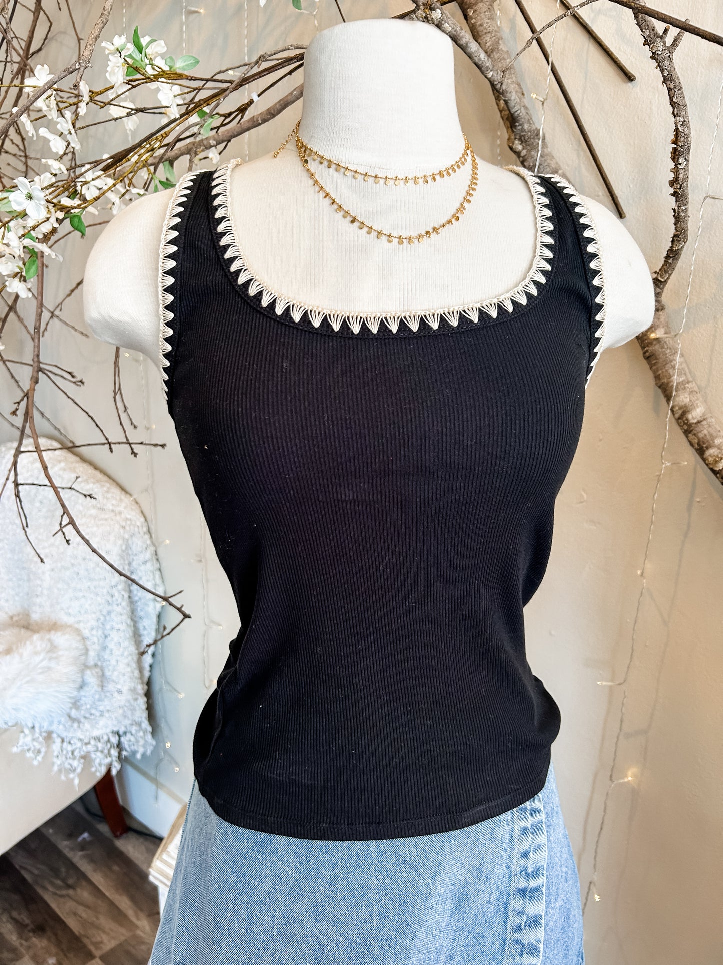 Jaidynn Rib Tank Black