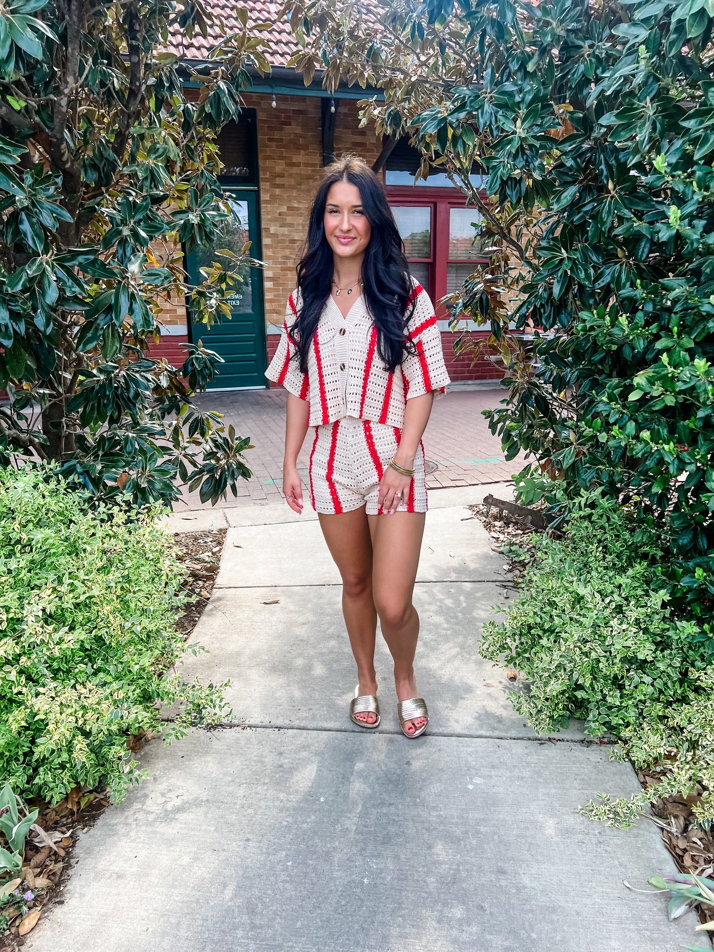 Red Summer Crochet Short Set