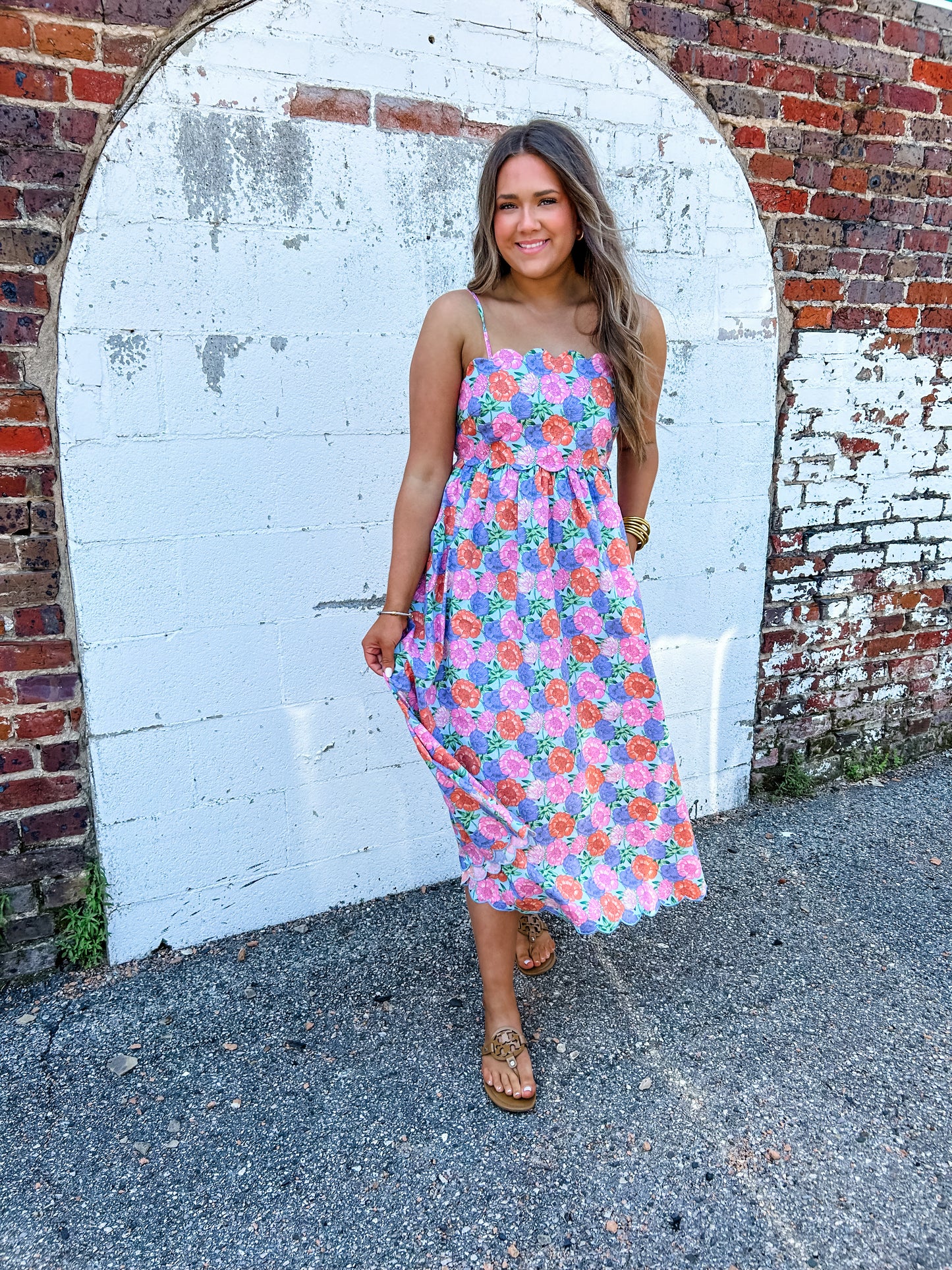 Scalloped Petals Midi Dress