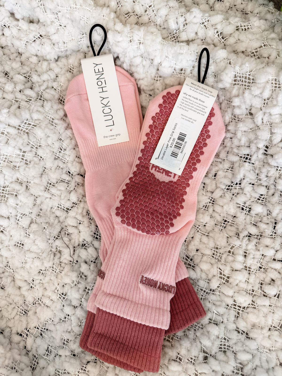 Double Layer Pink Grip Socks