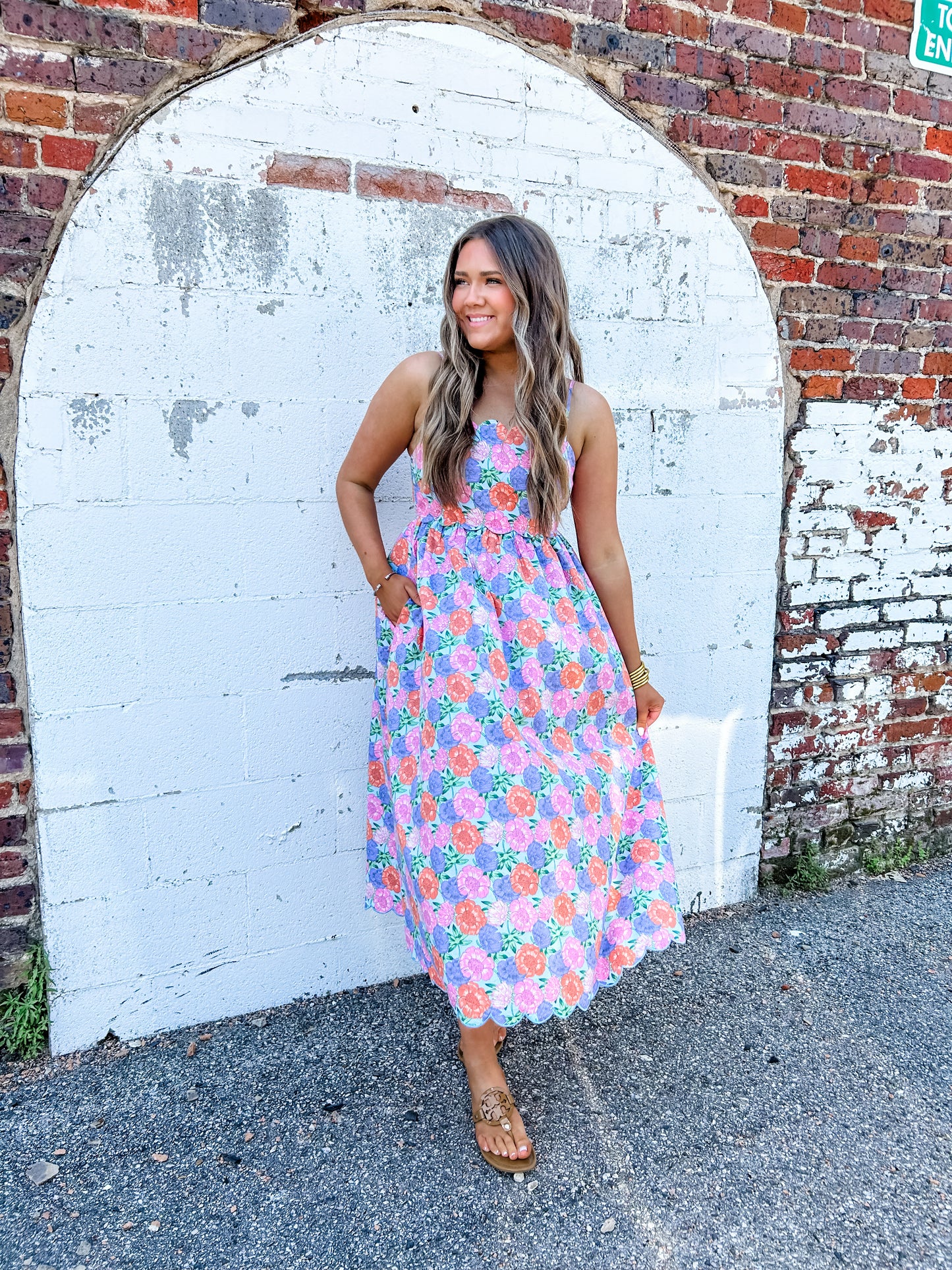Scalloped Petals Midi Dress