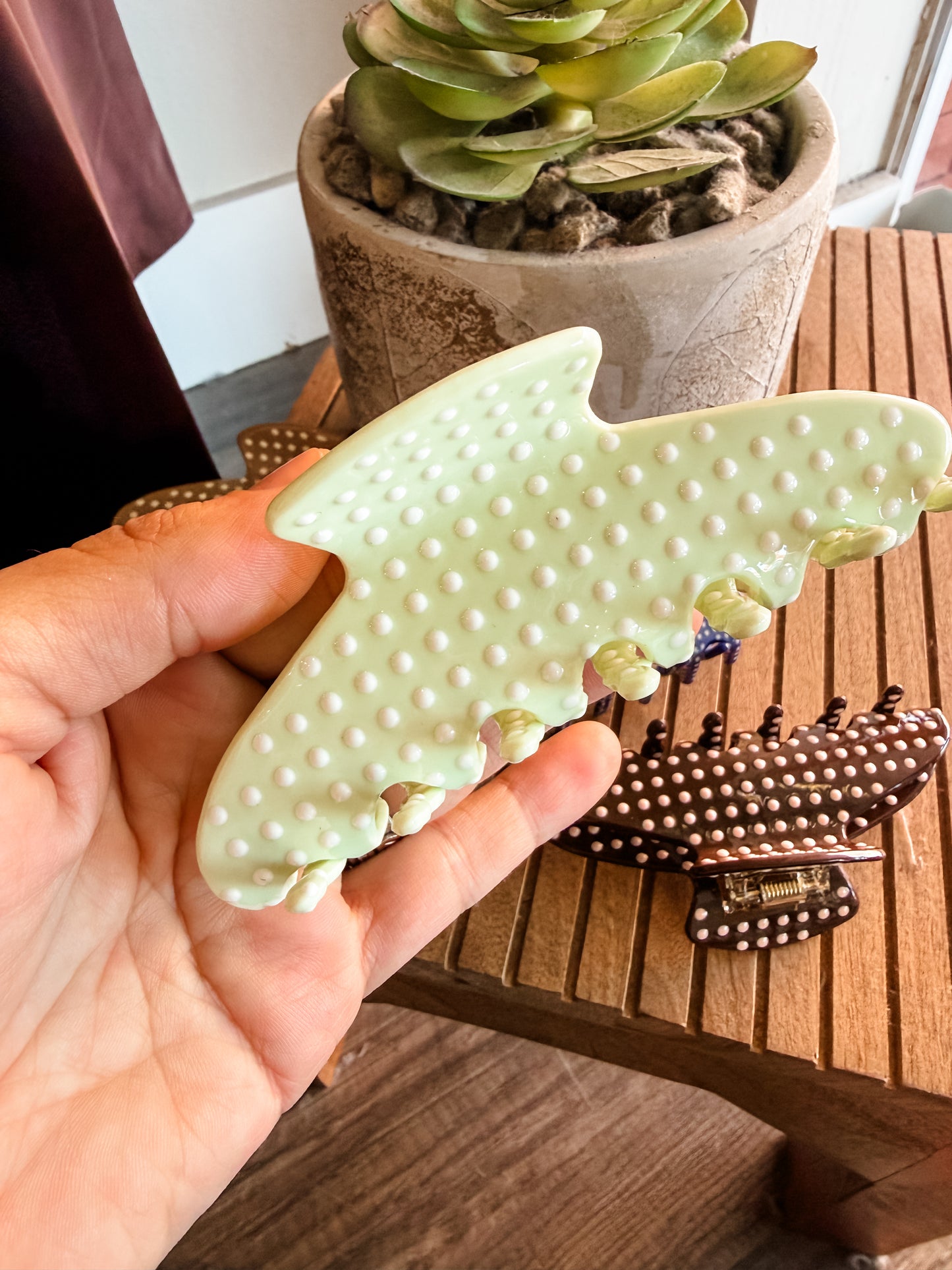 Matcha Polka Dot Clip