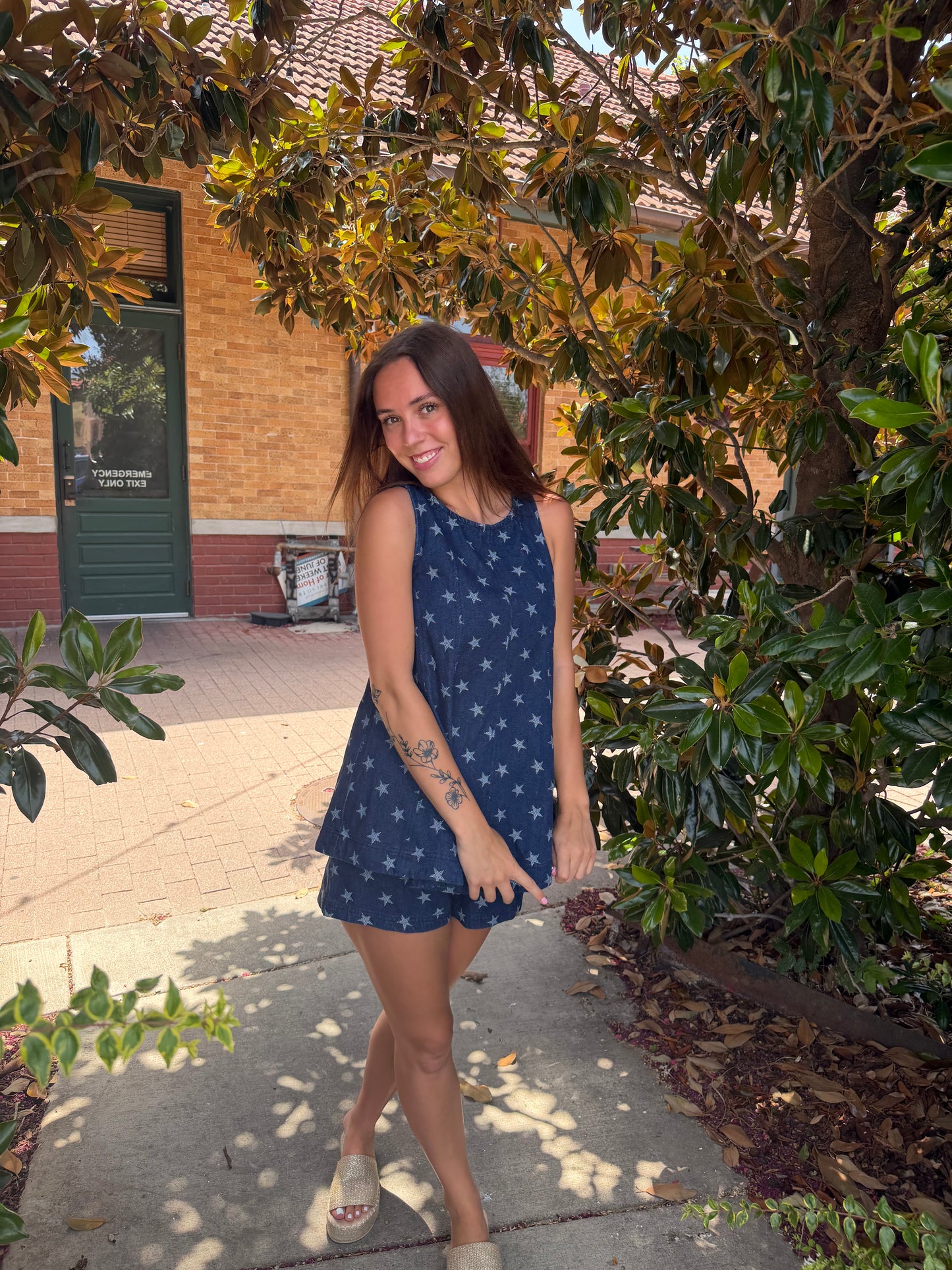 Count The Stars Denim Short Set