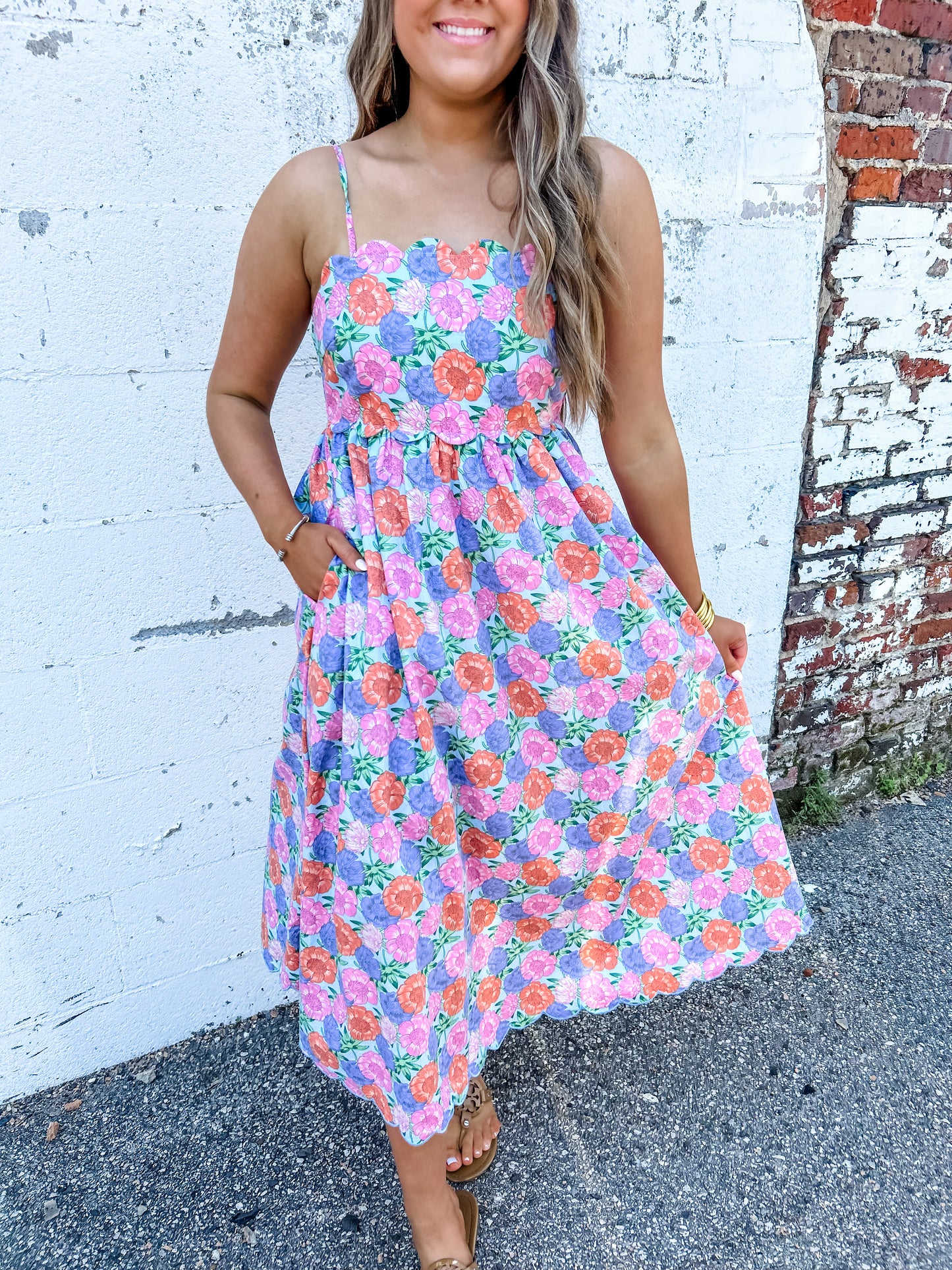 Scalloped Petals Midi Dress
