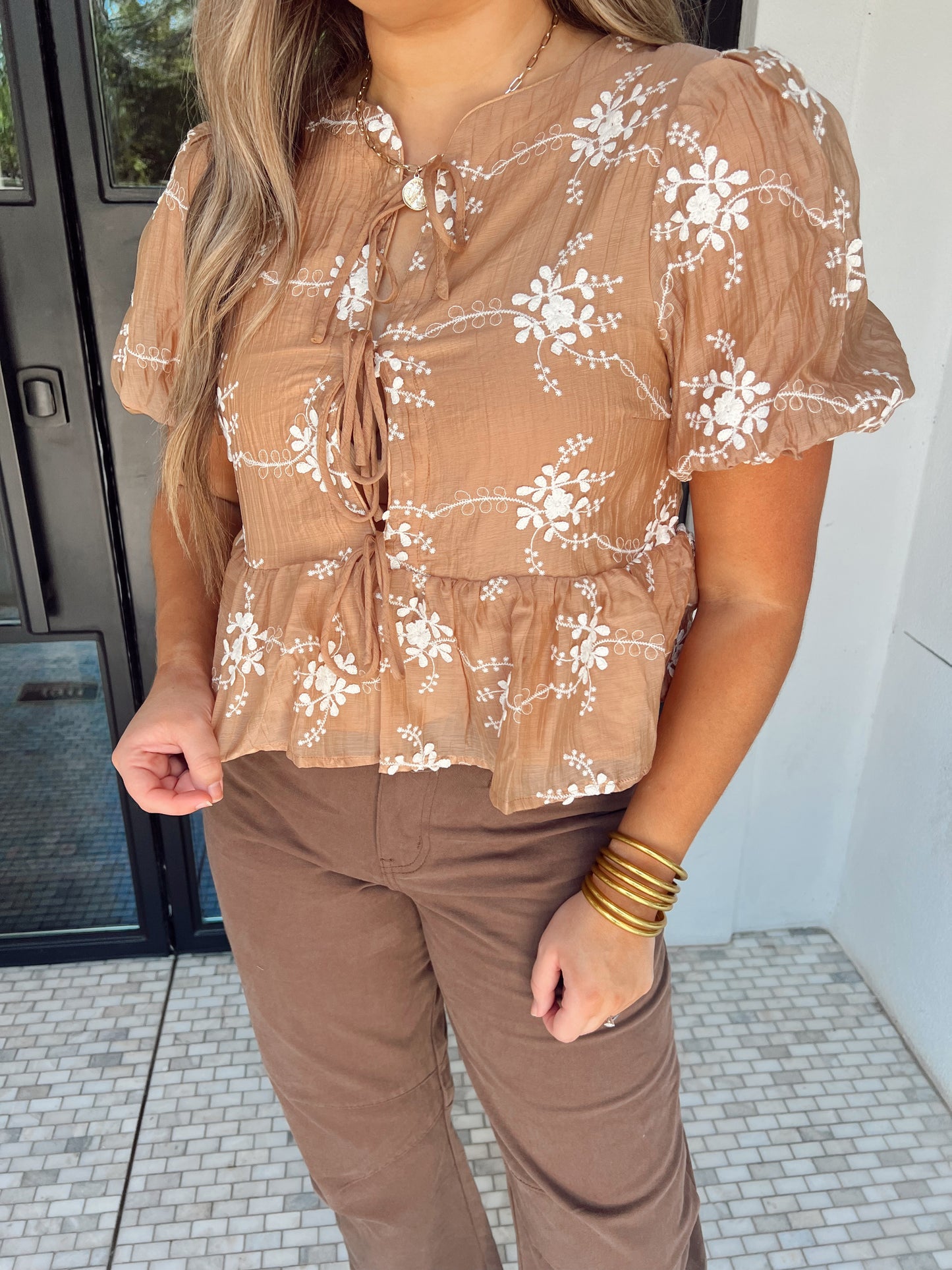 Mocha Floral Top