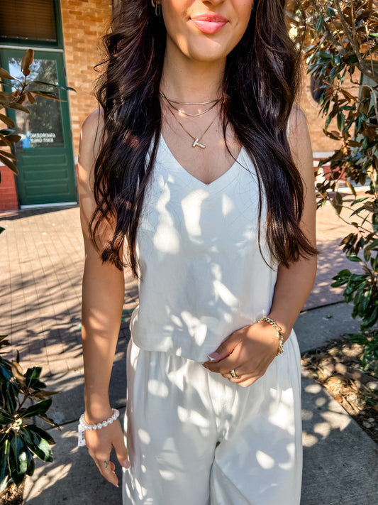 Sloane V-Neck Top Sea Salt