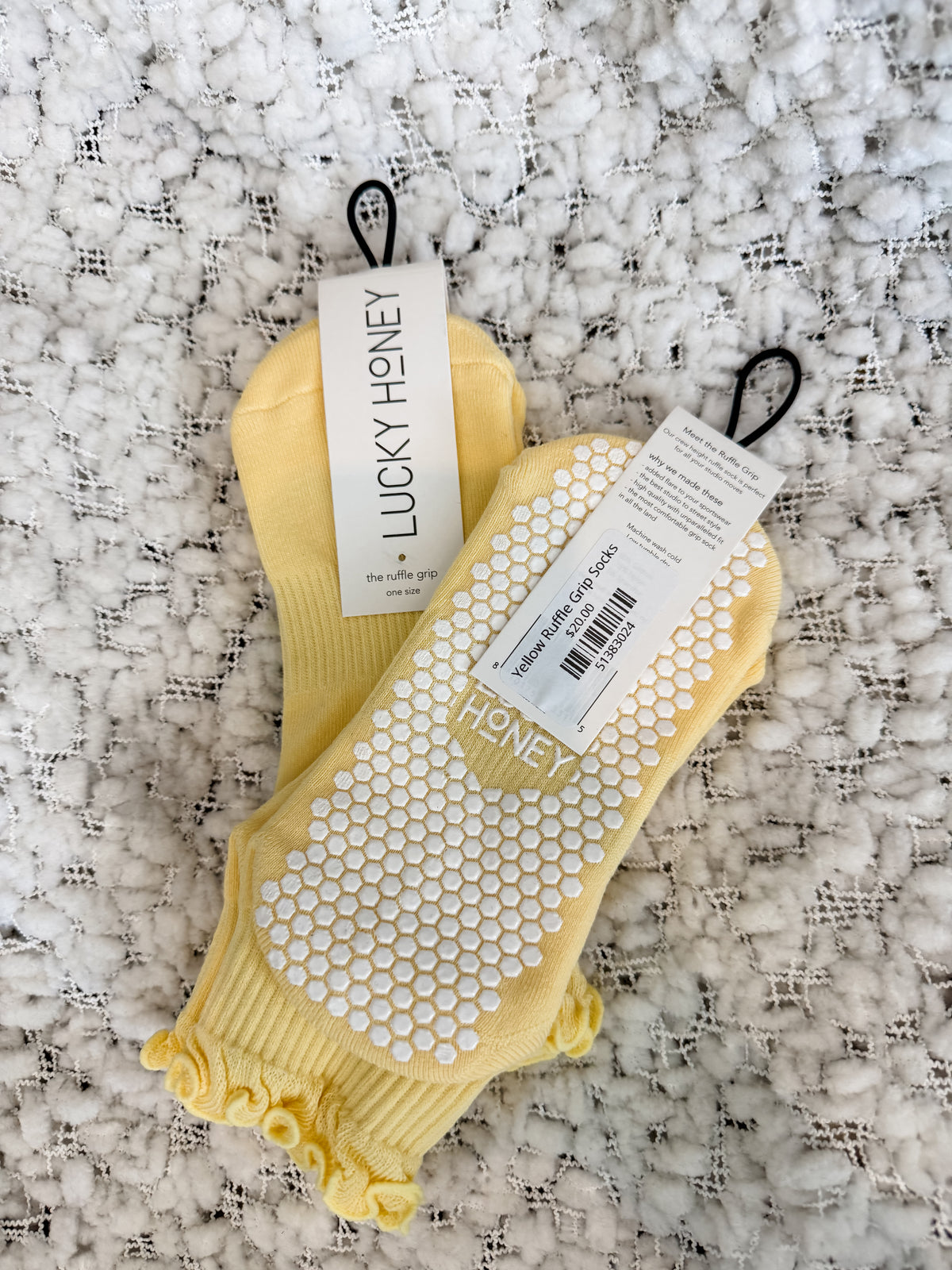Yellow Ruffle Grip Socks