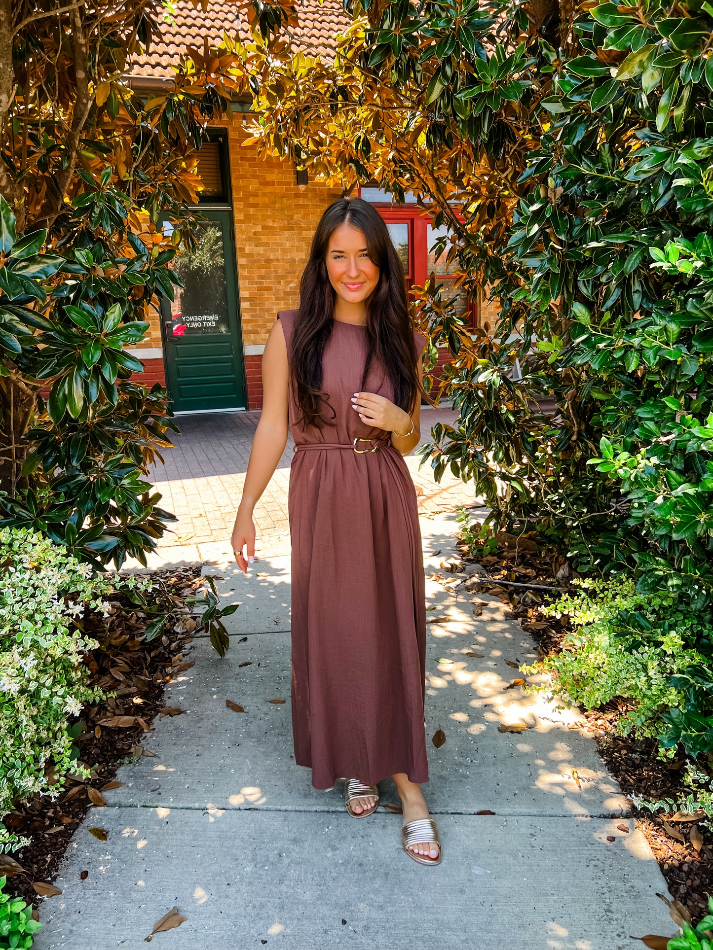 Espresso Belted Maxi Dress