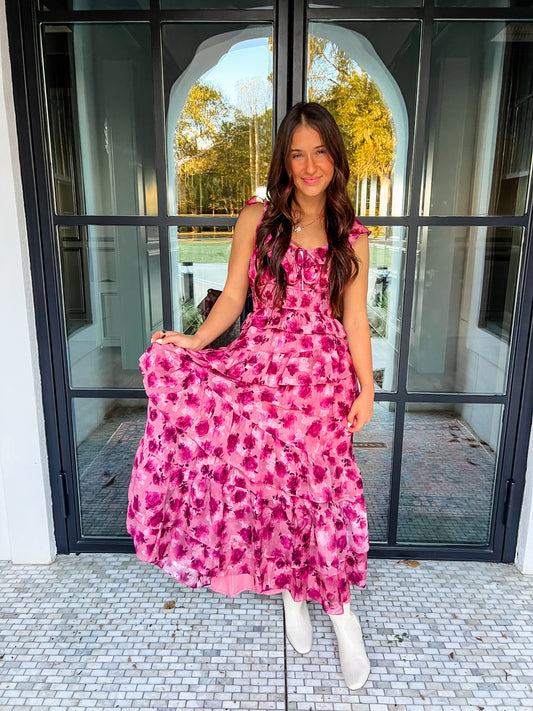 Mauve Berry Floral Dress