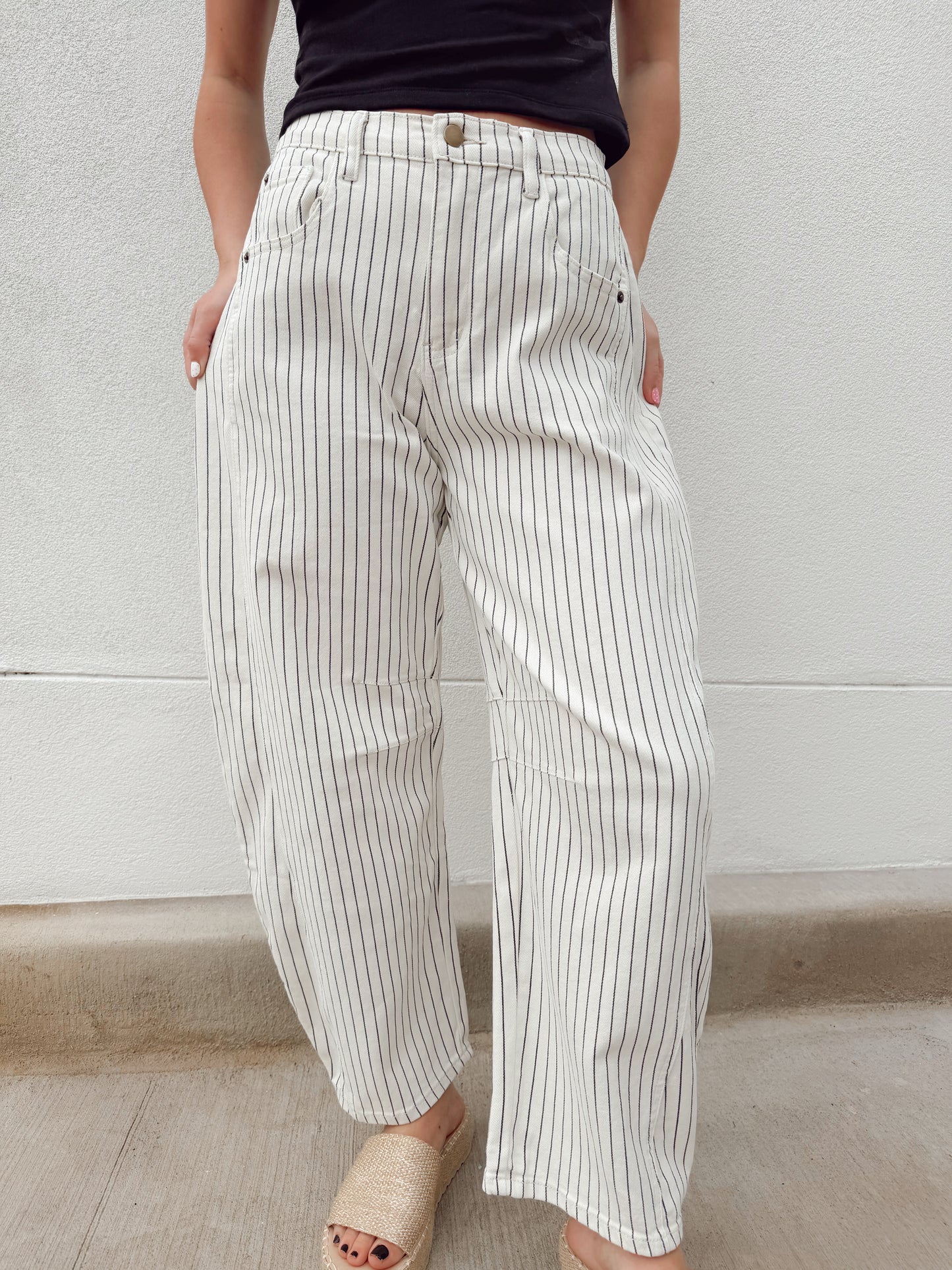 Paige Pinstripe Barrel Pant