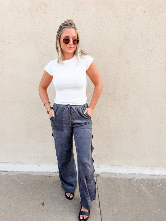 Stone Grey Cut Out Pants