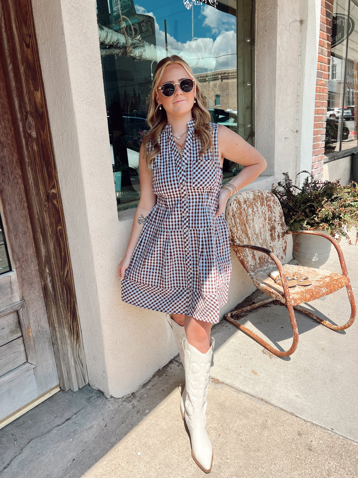 Gingham Out West Mini Dress
